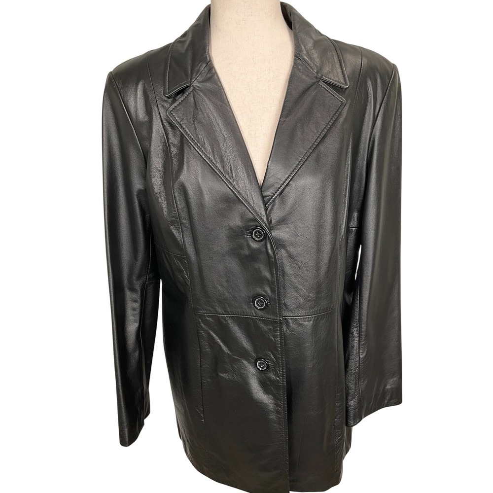 Preston & York Leather Jacket Women PM Black Blazer Rocker Matrix Goth Car Coat